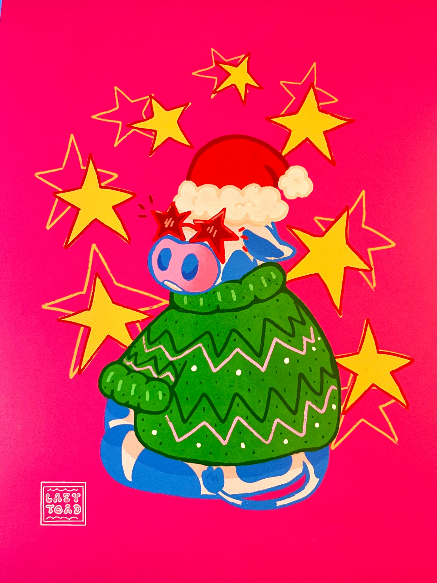 Christmas Cow Art Print