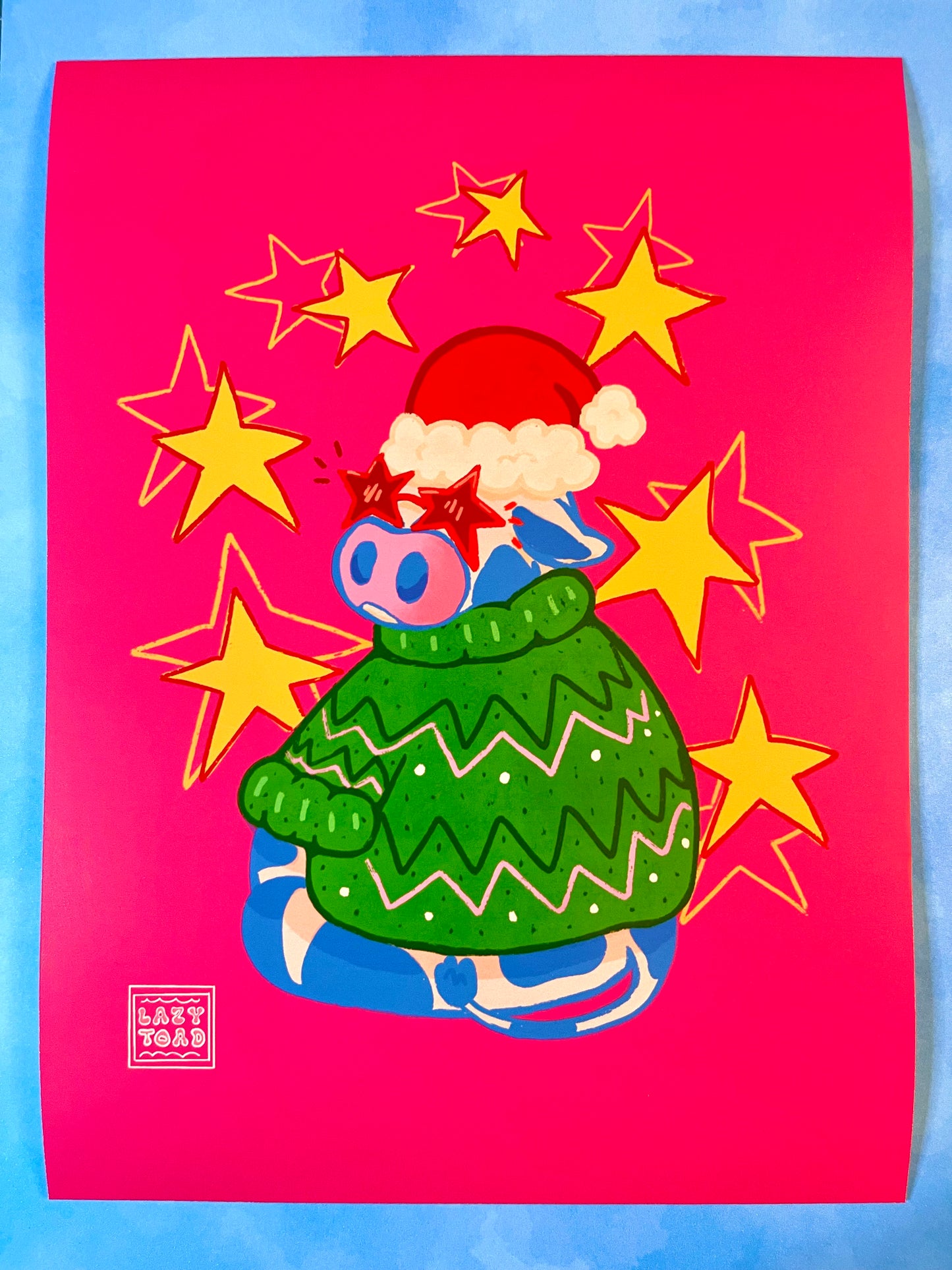 Christmas Cow Art Print