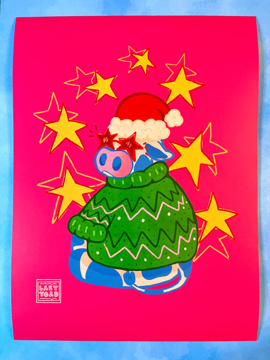 Christmas Cow Art Print