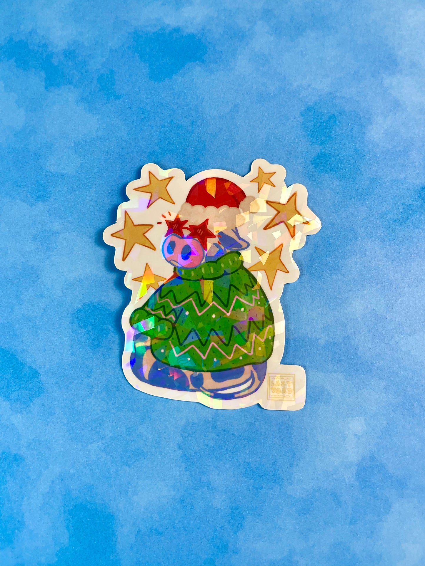 Christmas Cow Vinyl Art Sticker