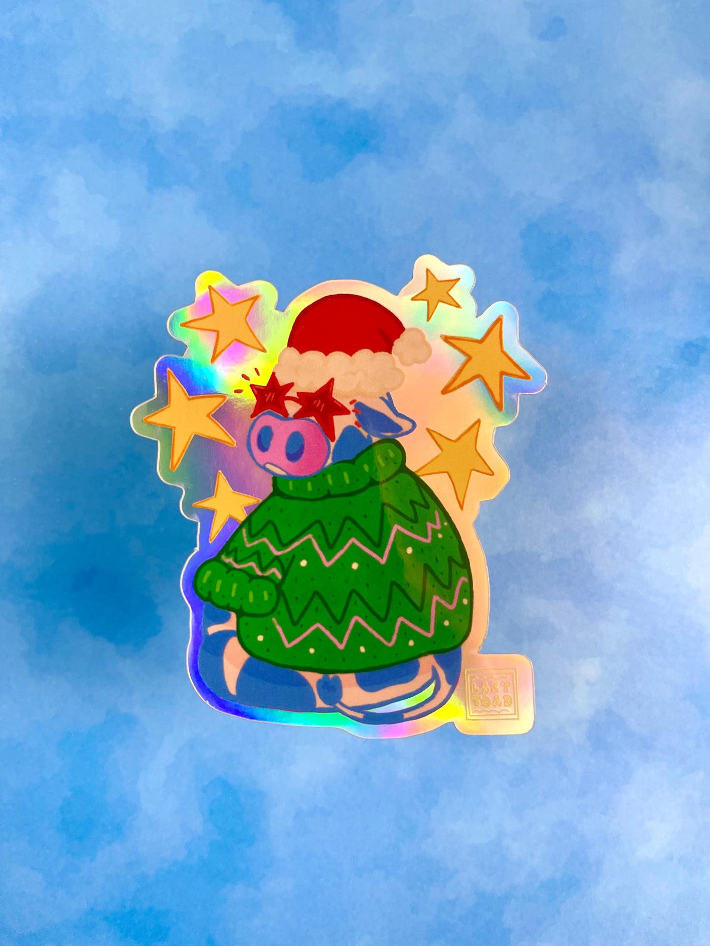 Christmas Cow Vinyl Art Sticker